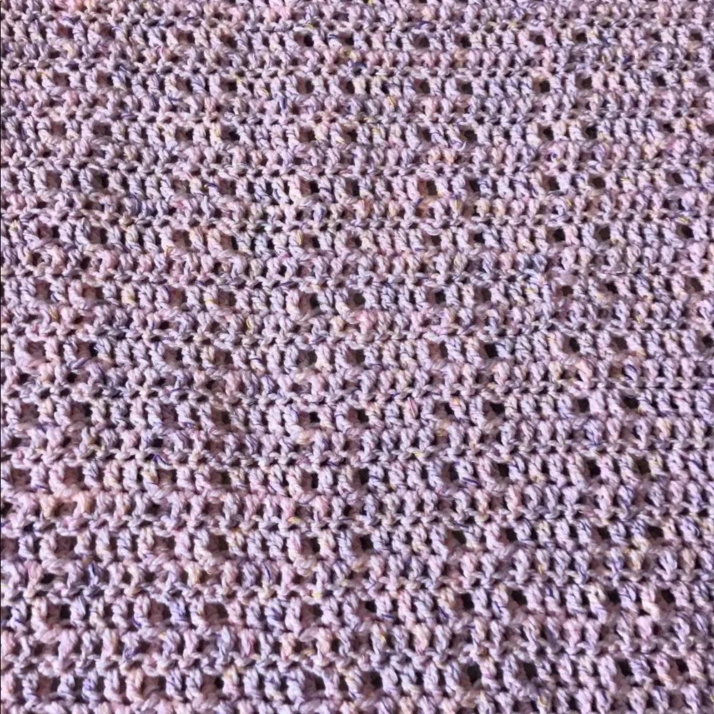 Lap Blanket pink purple 44” x 29” hand crocheted purple nice & warm cozy